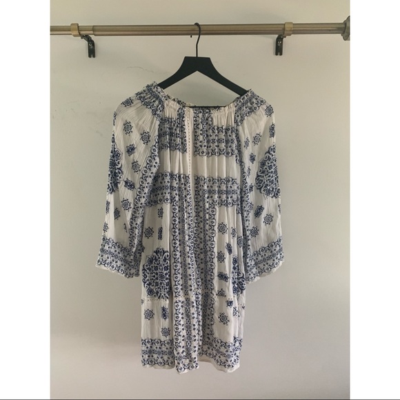 Blue and white off the shoulder dress - Picture 2 of 2